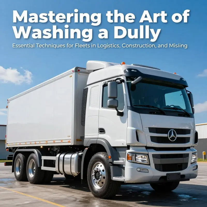 A newly washed dually truck parked under a clear blue sky, showcasing its polished surface.