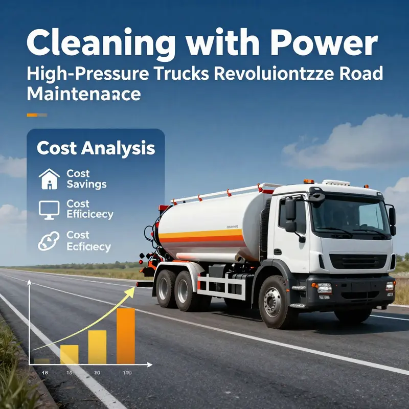 A high-pressure road washing truck effectively cleaning a city road.