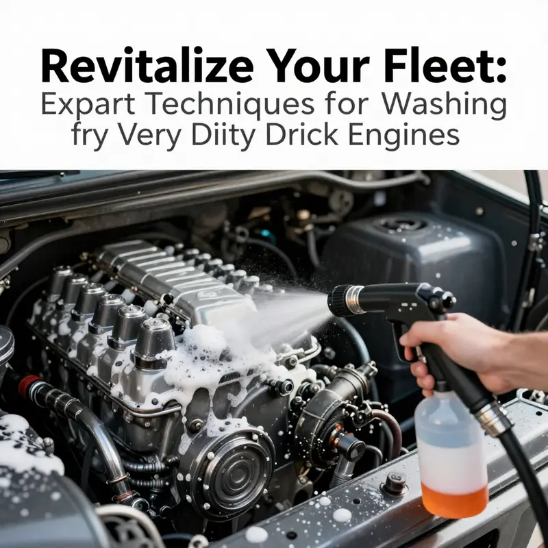 Fleet manager takes precautions while preparing a truck engine for an extensive wash.