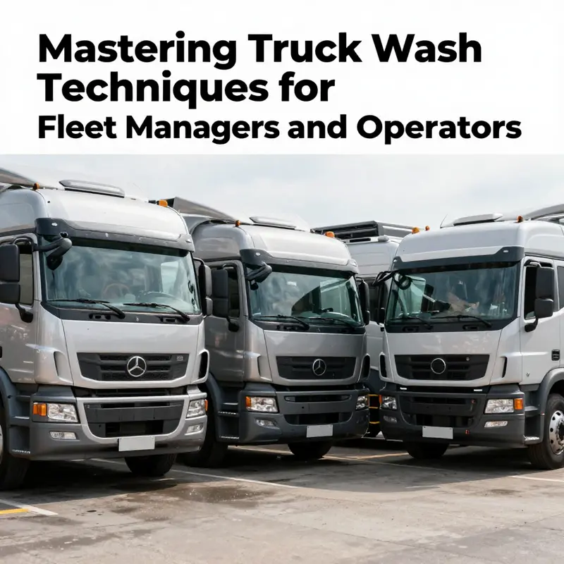 A row of clean and shiny trucks parked, highlighting the importance of regular maintenance and washing.