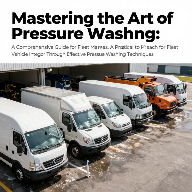 A lineup of clean commercial vehicles in a wash bay, highlighting the effectiveness of pressure washing.