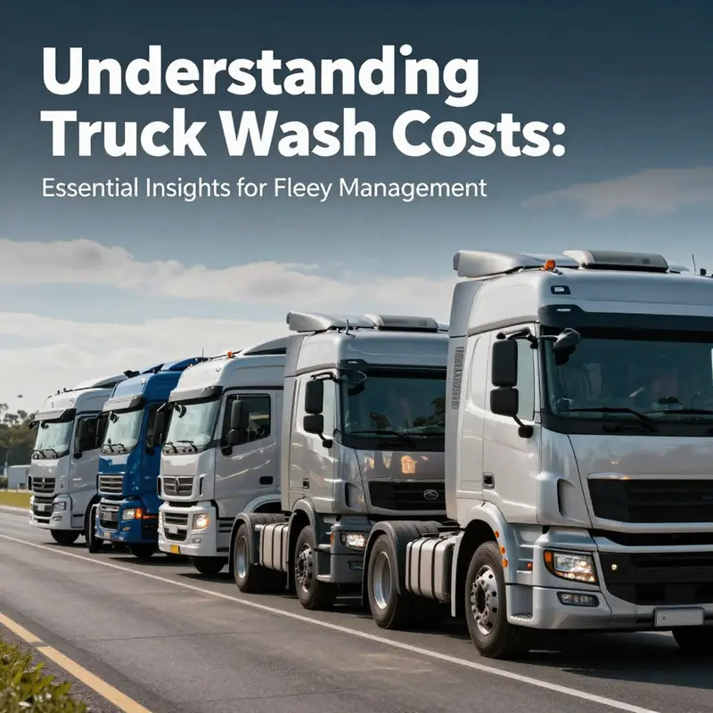 A visually appealing cover image showing a fleet of washed trucks, emphasizing fleet maintenance.