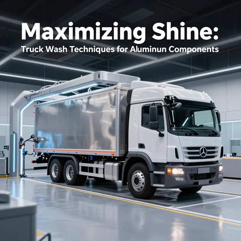 A truck undergoing a specialized wash process, highlighting the shine of its aluminum parts.