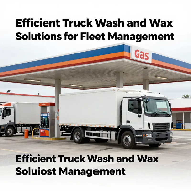 A busy commercial truck wash facility showcasing the cleaning process.