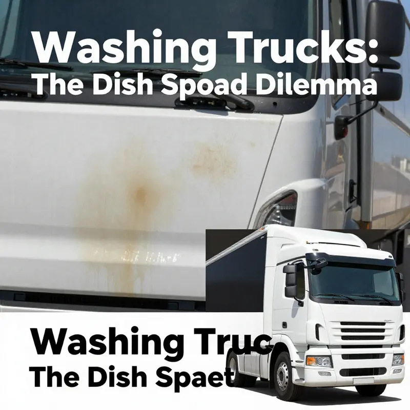 Damage to truck paint from dish soap compared to well-maintained surfaces.