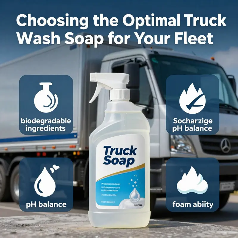A selection of truck wash soap products, highlighting the variety available for fleet managers.