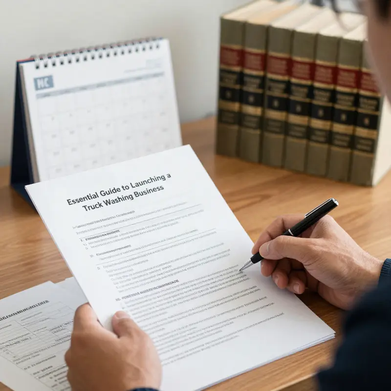 Professionals conducting market research to analyze demands in mobile truck washing.