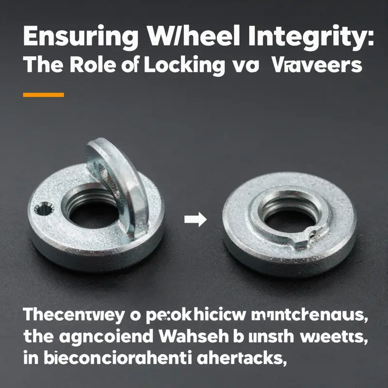Detailed view of a locking washer attached to a semi-truck wheel, demonstrating its critical function.
