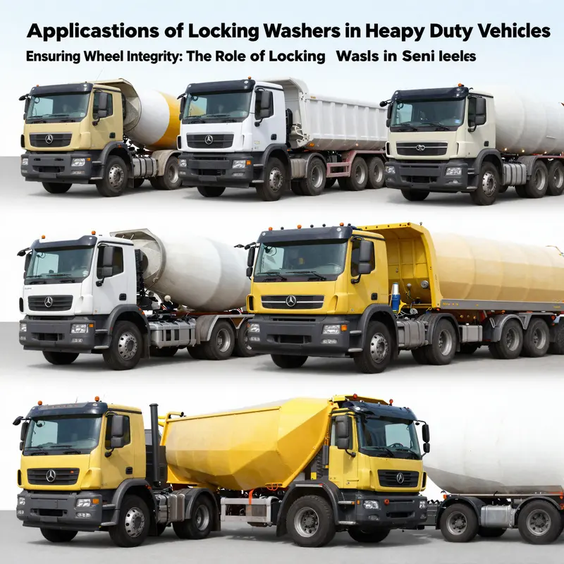 Detailed view of a locking washer attached to a semi-truck wheel, demonstrating its critical function.