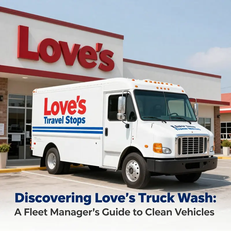 A view of a Love’s Travel Stop featuring active truck wash services.