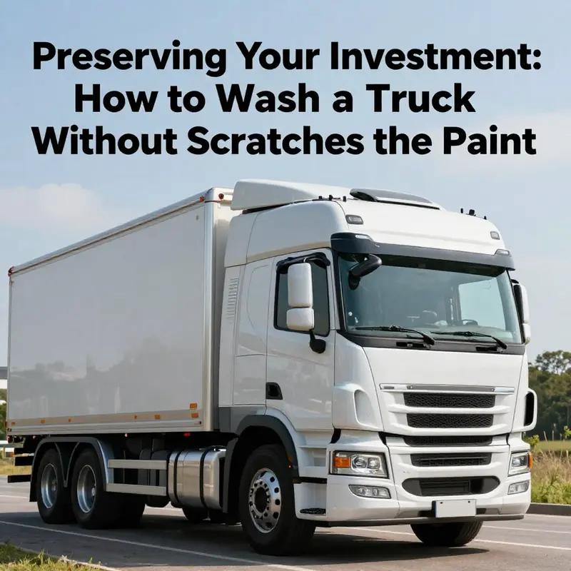 Shiny truck parked in a scenic location, depicting the successful results of careful washing and maintenance efforts.