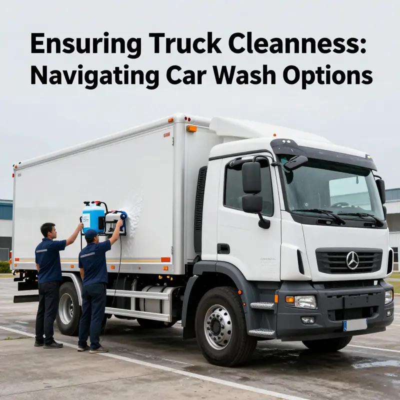 A commercial truck navigating through a specialized car wash designed for larger vehicles.