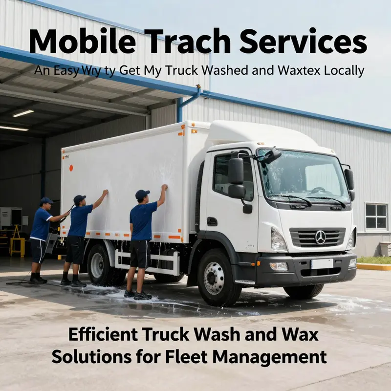 A busy commercial truck wash facility showcasing the cleaning process.