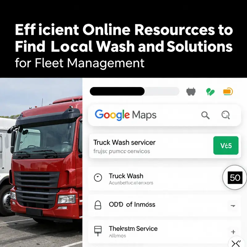 A busy commercial truck wash facility showcasing the cleaning process.