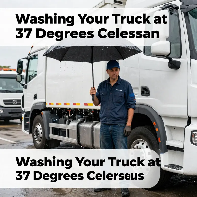 Visual representation of the risks associated with washing trucks at high temperatures.