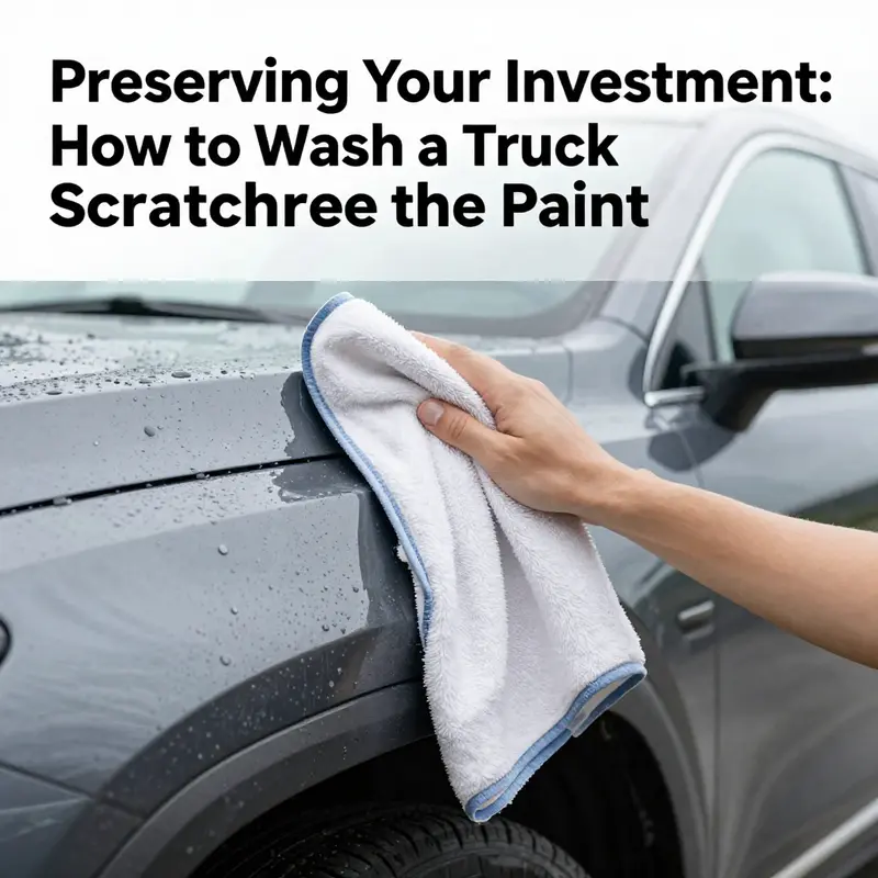 An array of recommended cleaning products for safe truck washing.