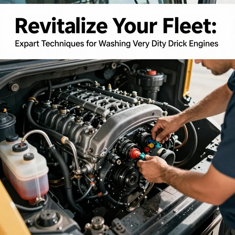 Fleet manager takes precautions while preparing a truck engine for an extensive wash.