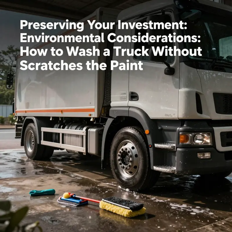 An array of recommended cleaning products for safe truck washing.