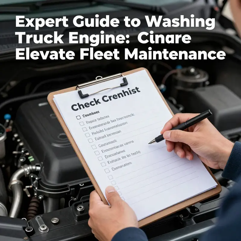 Preparation checklist for washing truck engines, ensuring crucial steps are followed.