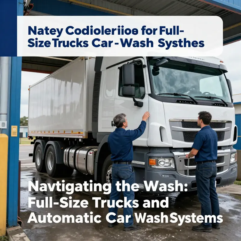 A full-size truck smoothly entering an automatic car wash, emphasizing compatibility.
