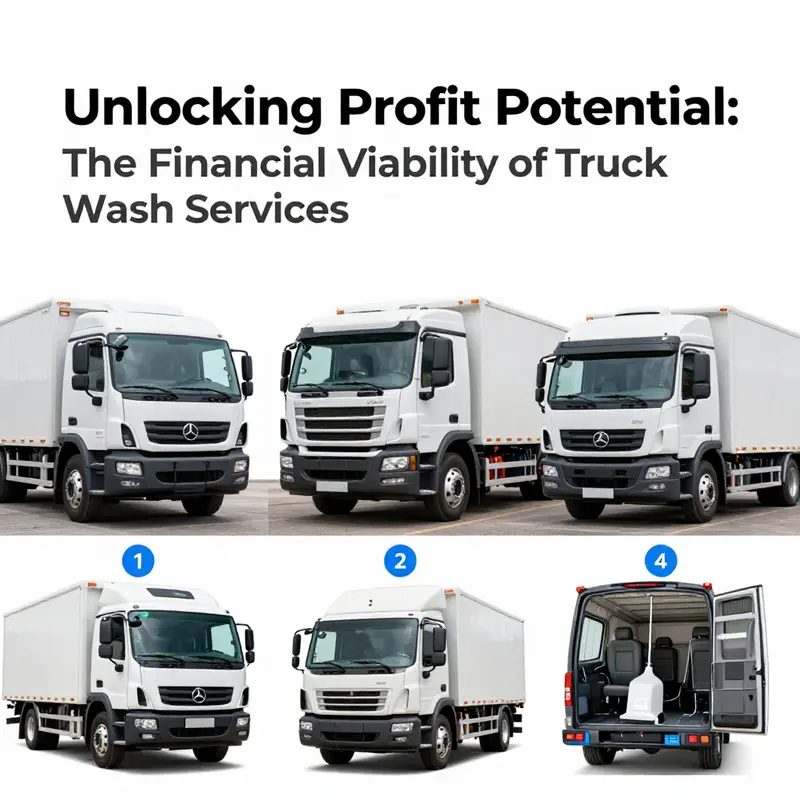 A bustling truck wash demonstrating the significant market demand for cleaning services.