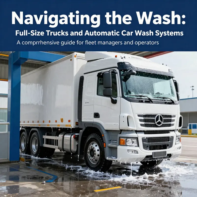 A sparkling clean full-size truck leaving an automatic car wash facility, showcasing effective vehicle maintenance.
