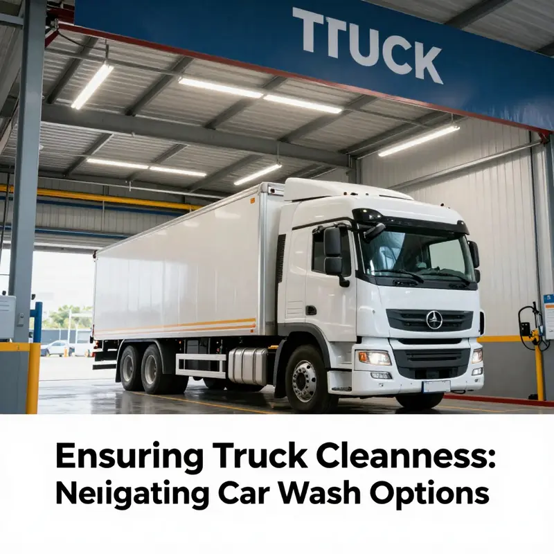 A commercial truck navigating through a specialized car wash designed for larger vehicles.