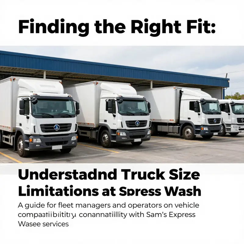Trucks of various sizes entering Sam's Express Car Wash for maintenance.