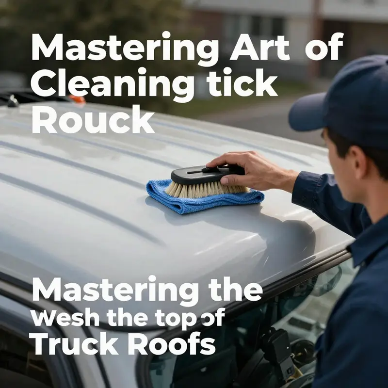 Preparation steps involving dust removal from the truck roof before washing.