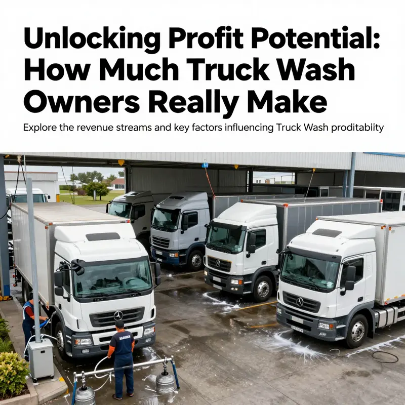 High-quality image of a truck wash facility with trucks being serviced.