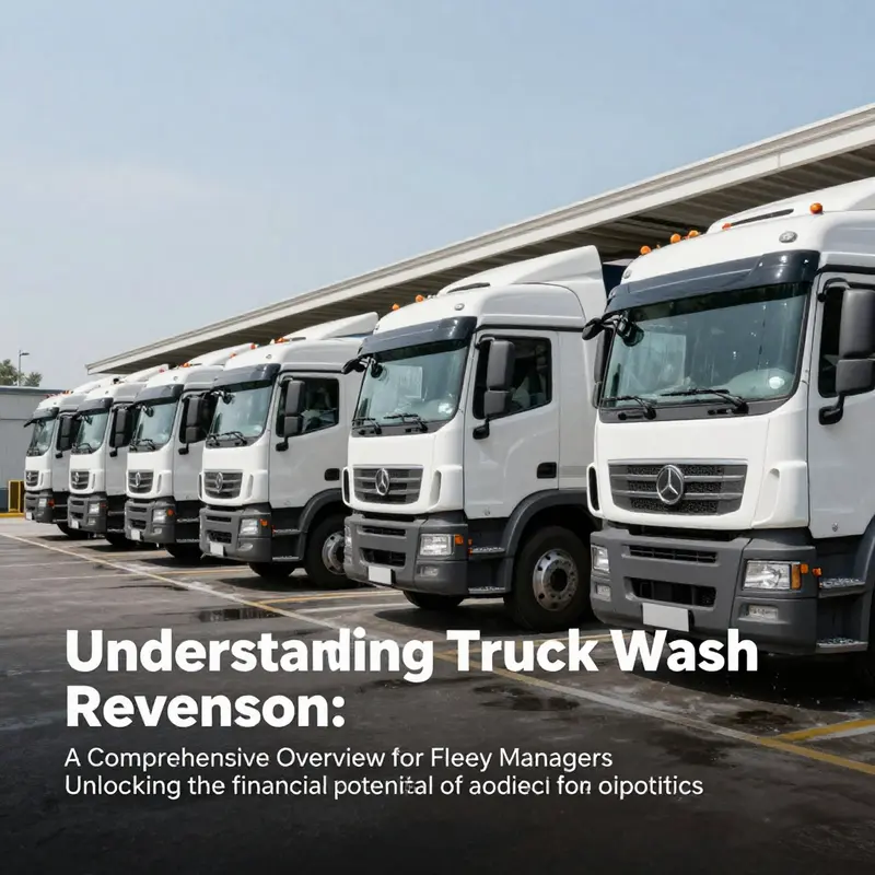 A truck wash facility in action, displaying several trucks being cleaned efficiently.