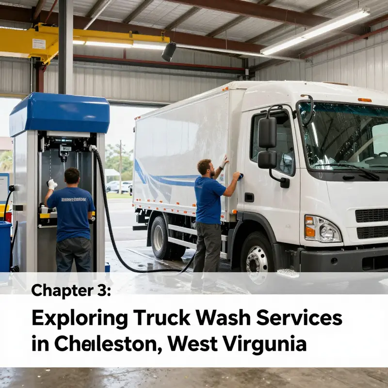 An overview of a truck wash facility, showcasing the equipment and environment suitable for fleet maintenance.