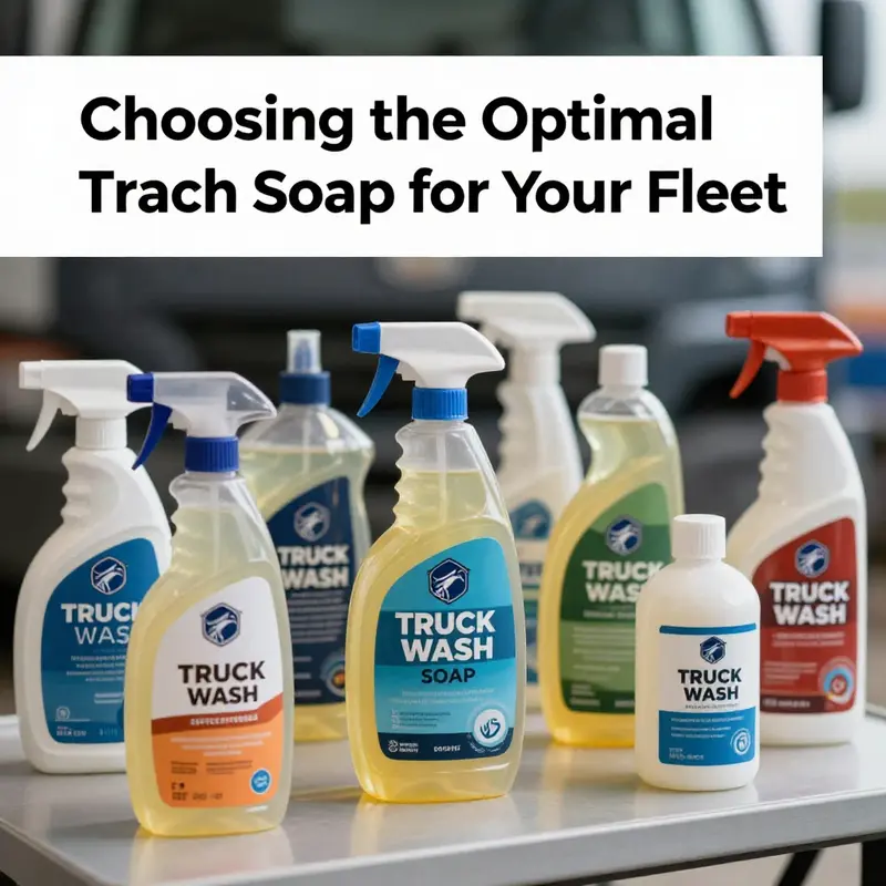 A selection of truck wash soap products, highlighting the variety available for fleet managers.