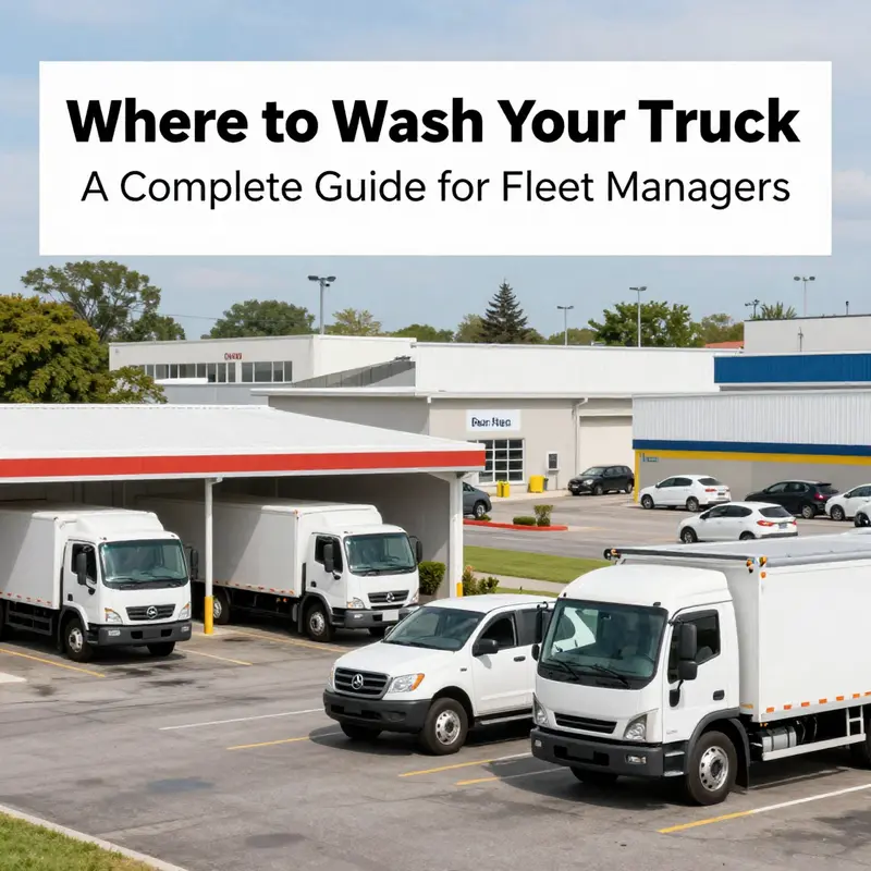 Using digital maps to locate nearby truck washing services.