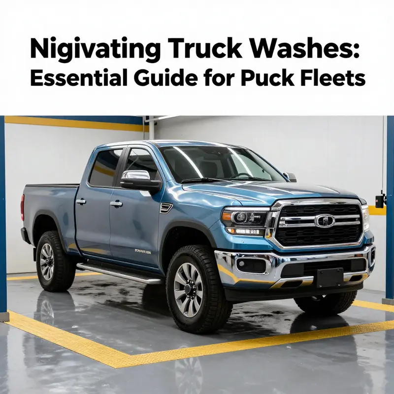 A vinyl-wrapped pickup truck being carefully assessed in a sophisticated car wash facility.