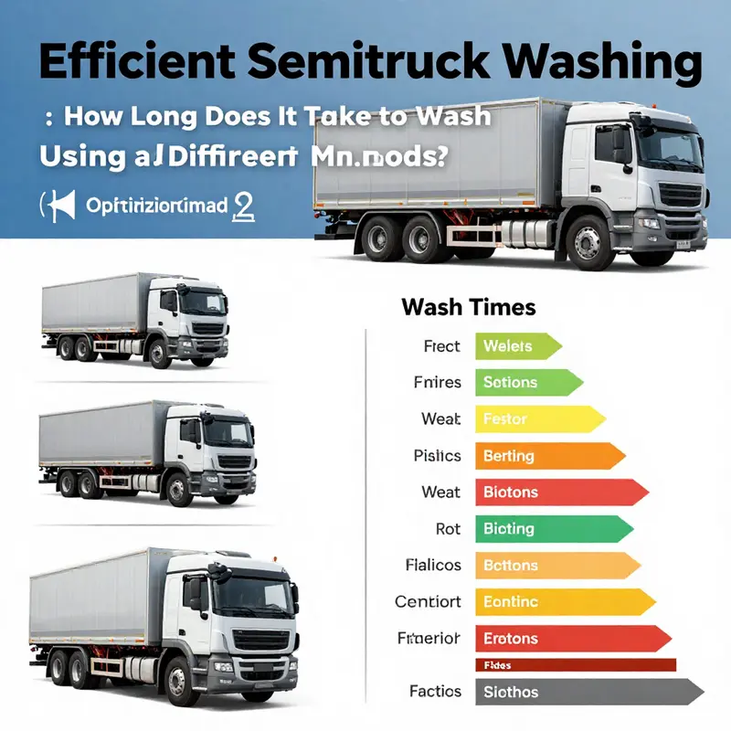 An automated truck wash system efficiently cleaning a semi truck.