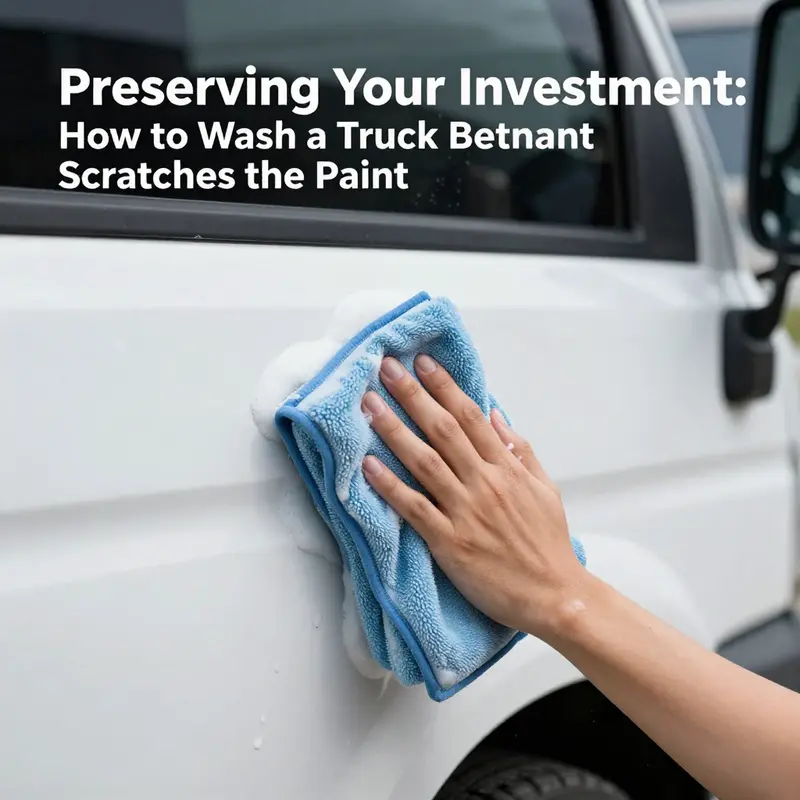 An array of recommended cleaning products for safe truck washing.
