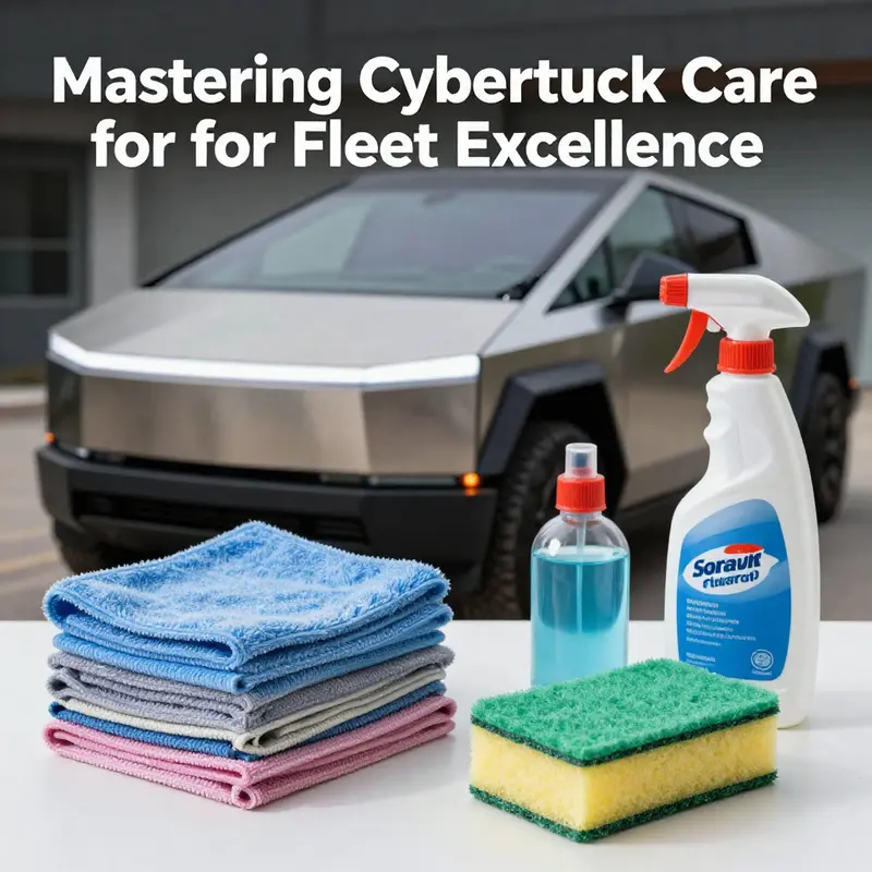 Gently washing the Cybertruck with a soft sponge to maintain its pristine appearance.