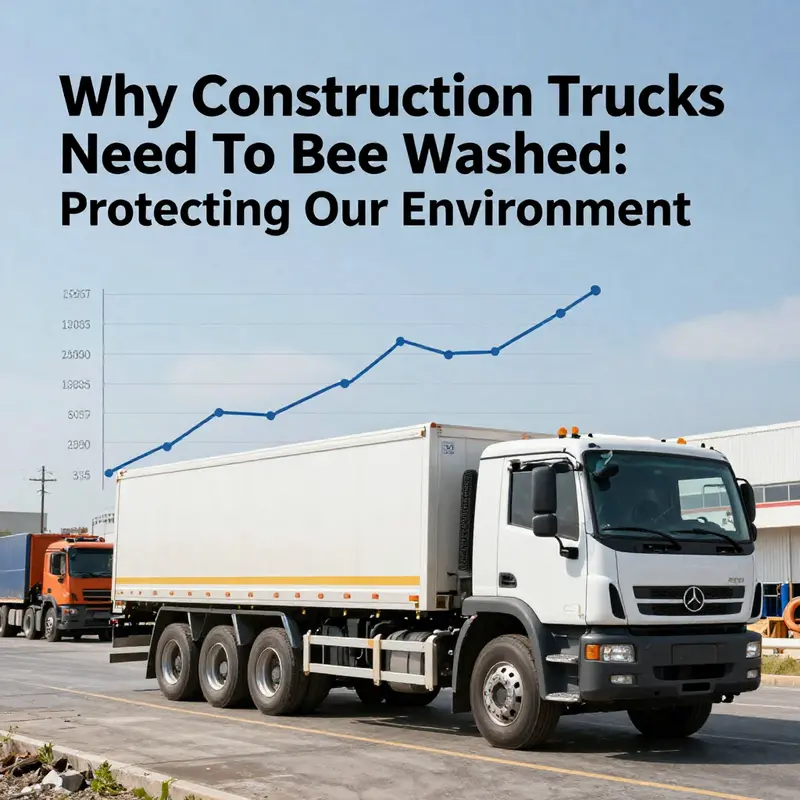 A construction truck being cleaned to control dust and prevent pollution.