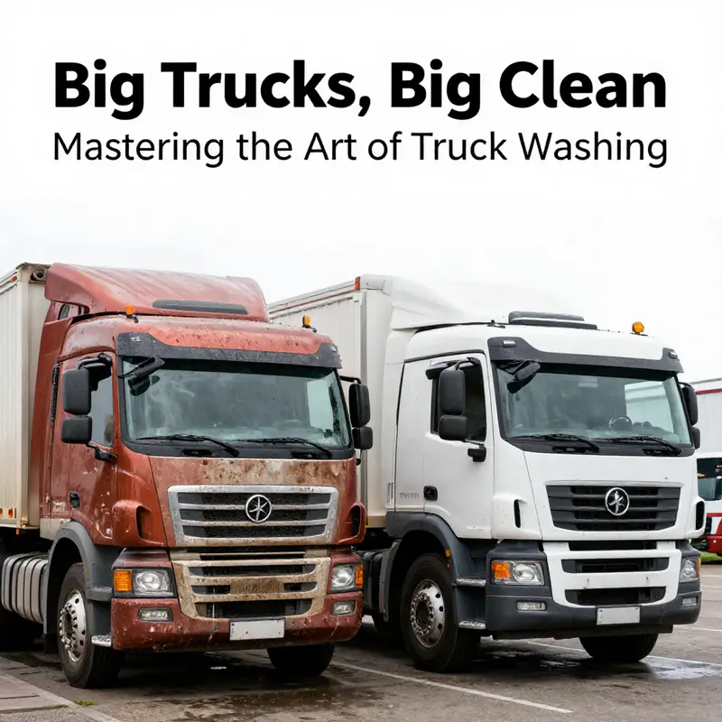 A professional truck wash facility utilizing advanced operational techniques to clean large vehicles.