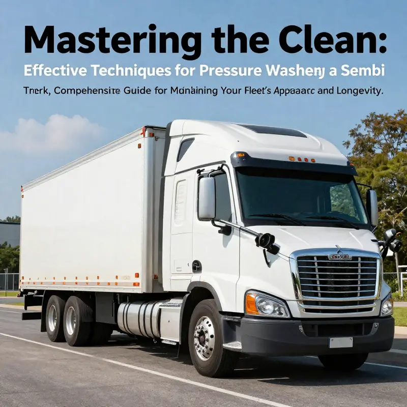 A bright and clean semi truck parked in a scenic outdoor setting, illustrating the results of pressure washing.