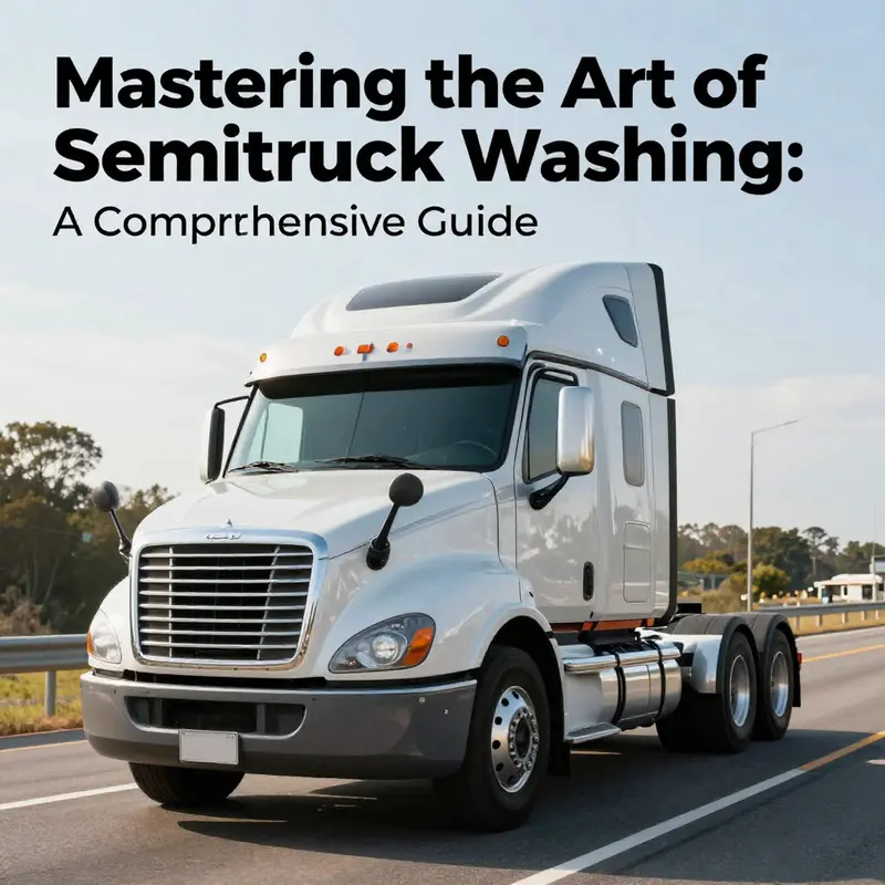 A clean semi-truck shining in sunlight while parked on a highway, symbolizing effective fleet care.