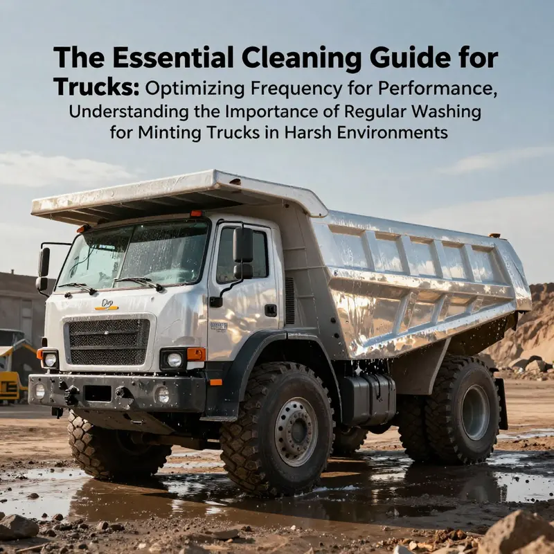 Shiny mining truck parked in a mining area after being washed, showing cleanliness and pristine condition.