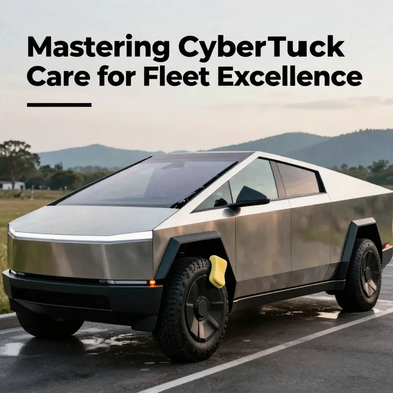 Gently washing the Cybertruck with a soft sponge to maintain its pristine appearance.