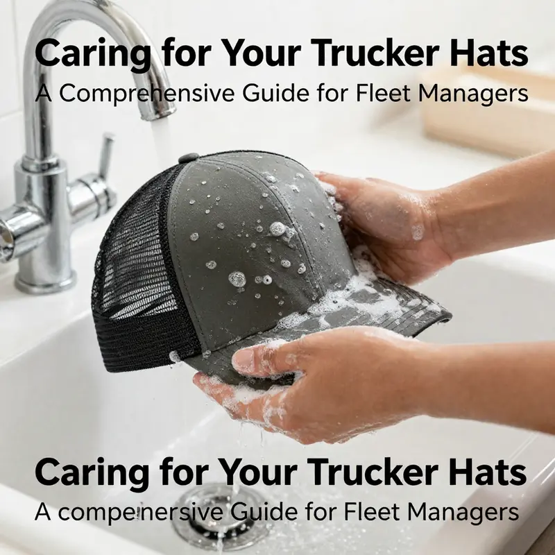 Step-by-step guide for washing trucker hats properly in a washing machine.