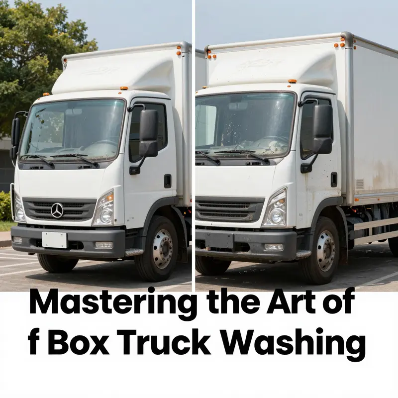 Organized washing station demonstrating essential tools and setup for box truck maintenance.