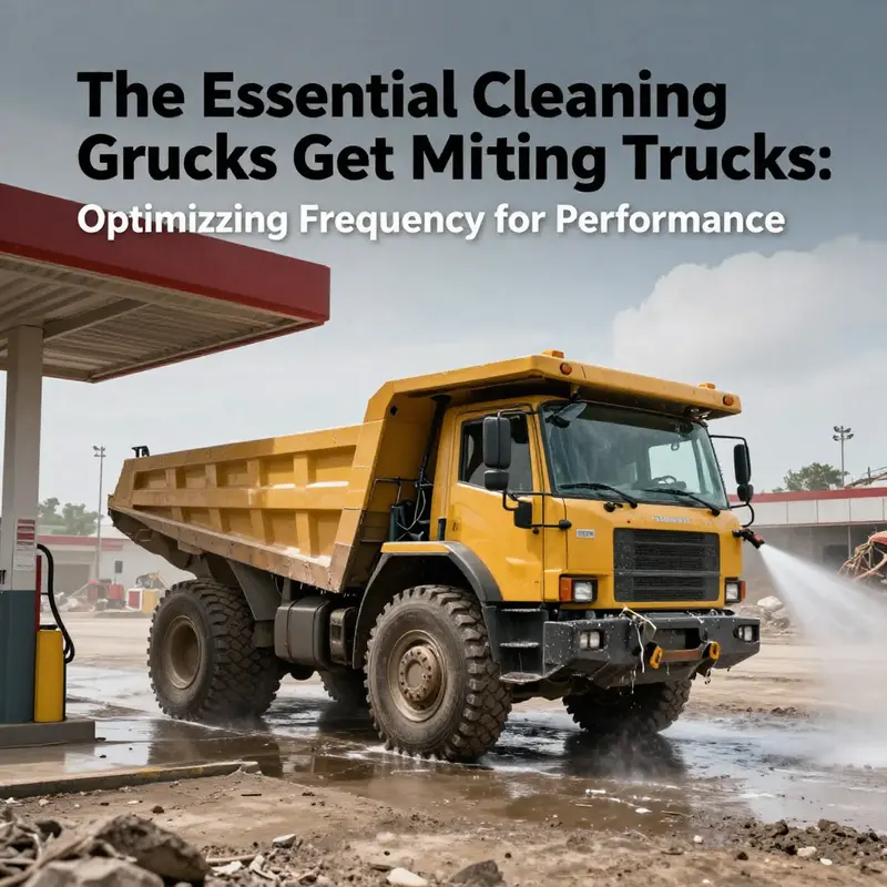 Mining truck undergoing cleaning, highlighting the necessity of washing frequency related to environmental conditions.