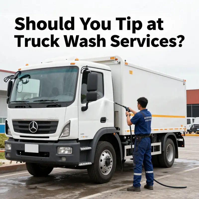 A professional worker thoroughly cleaning a truck, highlighting the service quality that tips can enhance.
