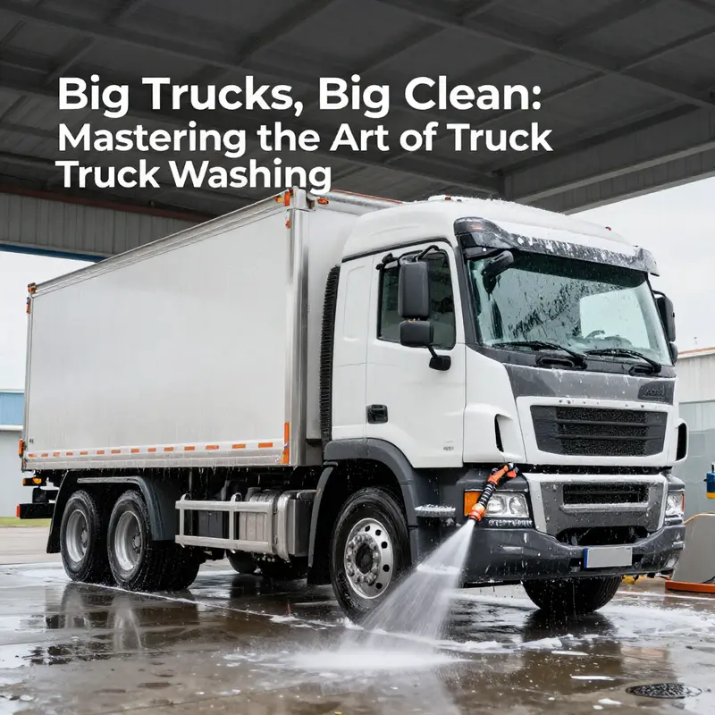A professional truck wash facility utilizing advanced operational techniques to clean large vehicles.