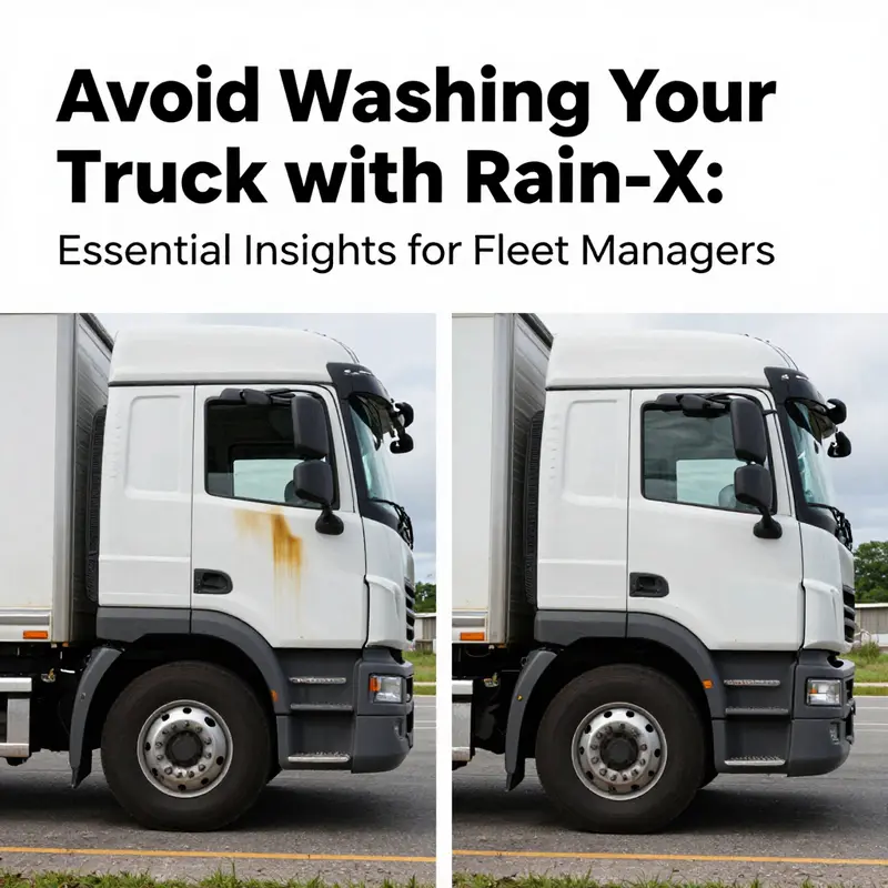 Contrasting Rain-X’s intended purpose with a dirty truck highlights the product’s limitations as a washing solution.